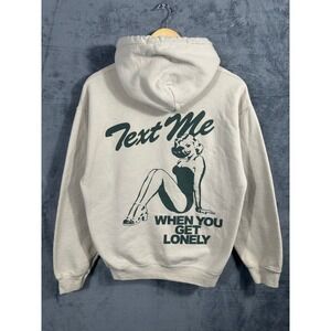 Lonely Ghost Text Me When You Get Lonely Hoodie M Cream Pinup Graphic Coquette